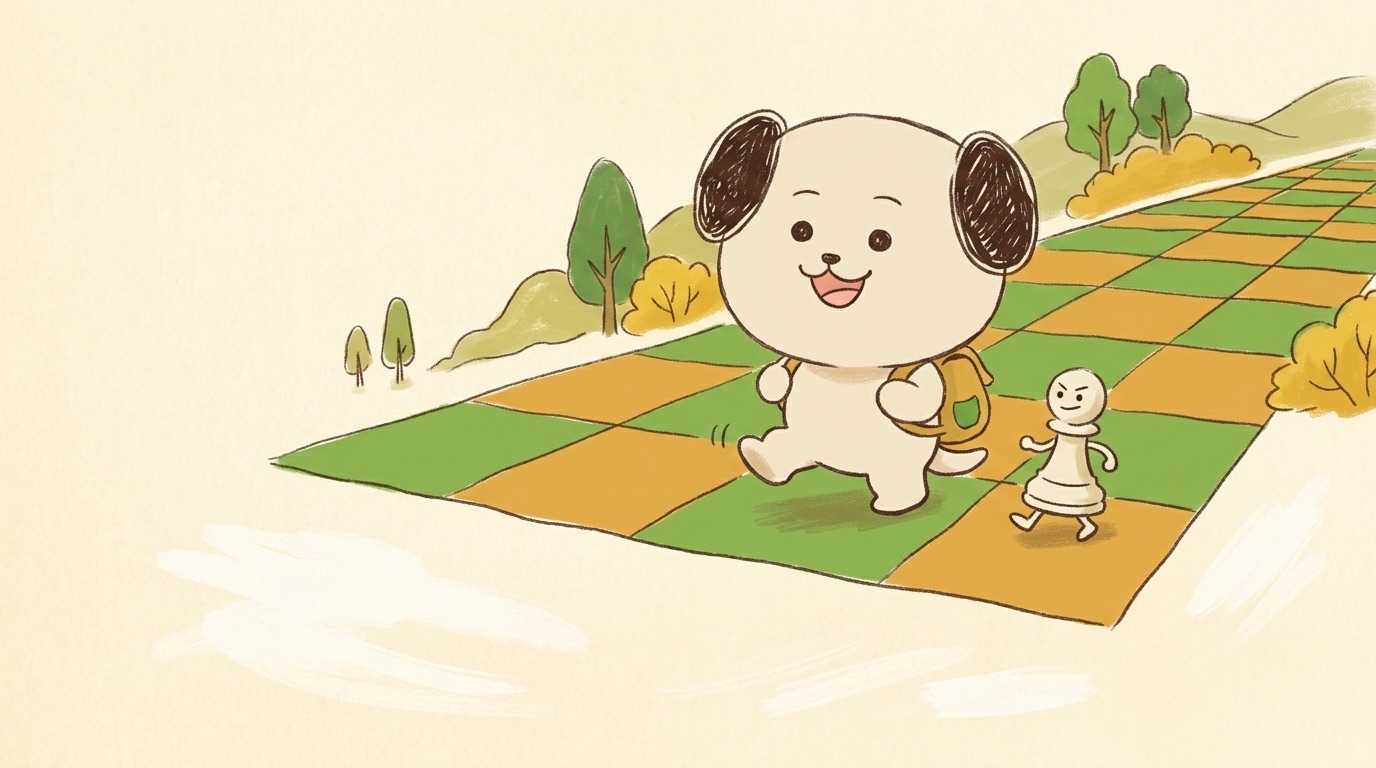 ポジキャン（犬のキャラクター）が解説するイラスト