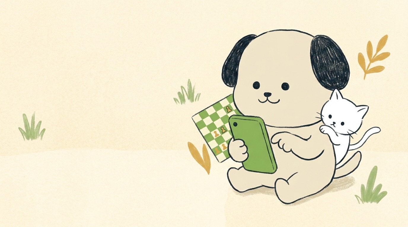 ポジキャン（犬のキャラクター）が解説するイラスト