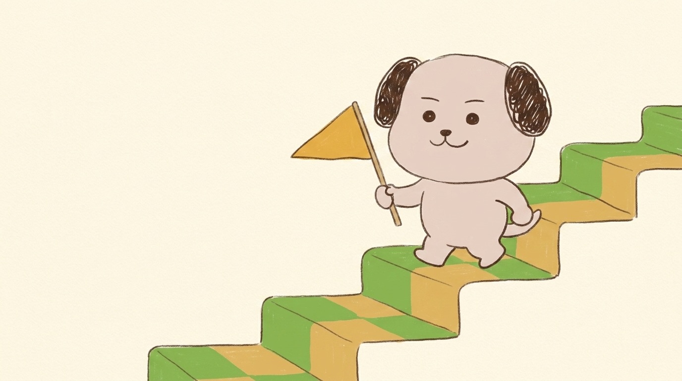 ポジキャン（犬のキャラクター）が解説するイラスト